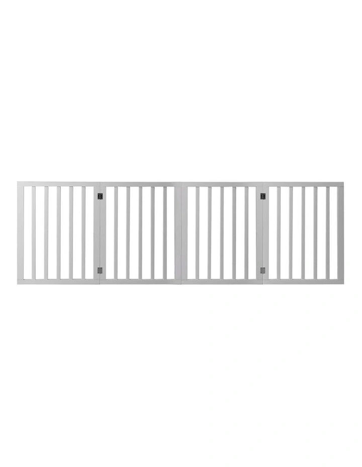Wooden 4 Panel Pet Gate in White image 4