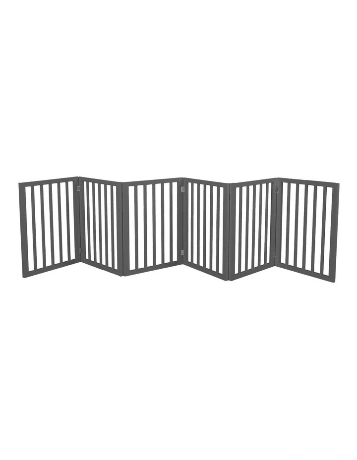 6 Panels Wooden Dog Fence in Grey image 1