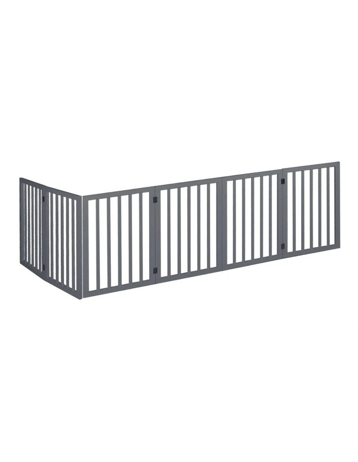 6 Panels Wooden Dog Fence in Grey image 4