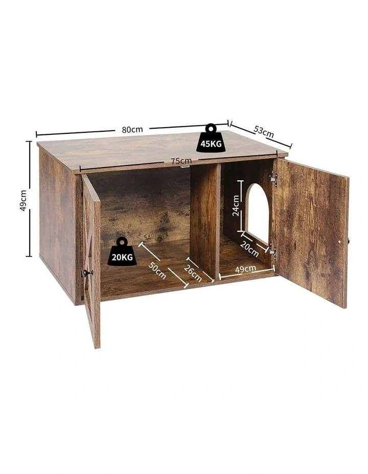 Enclosed Cat Litter Cabinet Box in Brown image 3