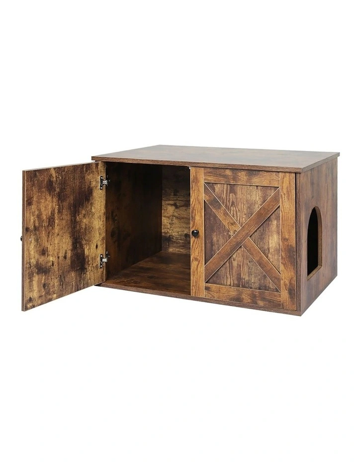 Enclosed Cat Litter Cabinet Box in Brown image 4