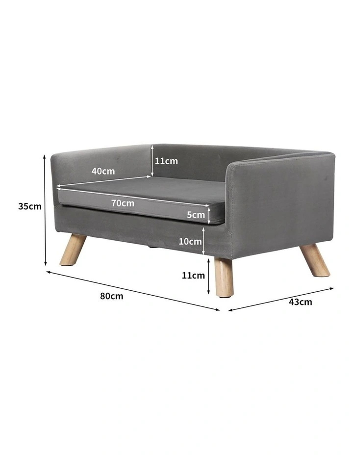 PaWz 80x43x35cm Large Pet Sofa Couch In Grey image 3