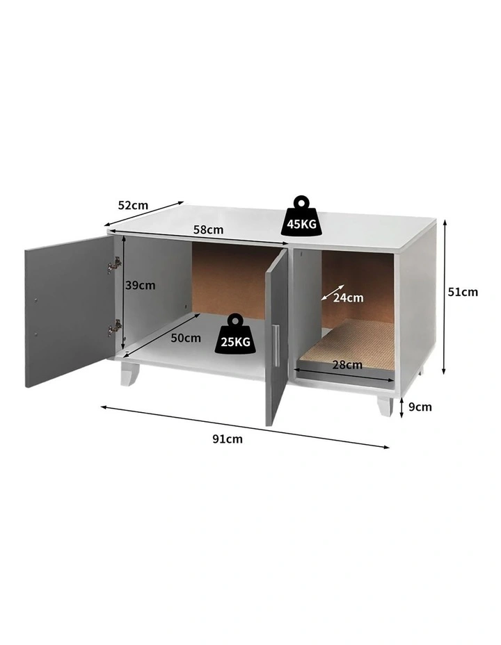 Enclosed Cat Litter Cabinet Box in Grey image 3