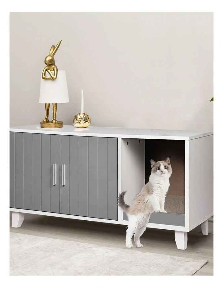Enclosed Cat Litter Cabinet Box in Grey image 7