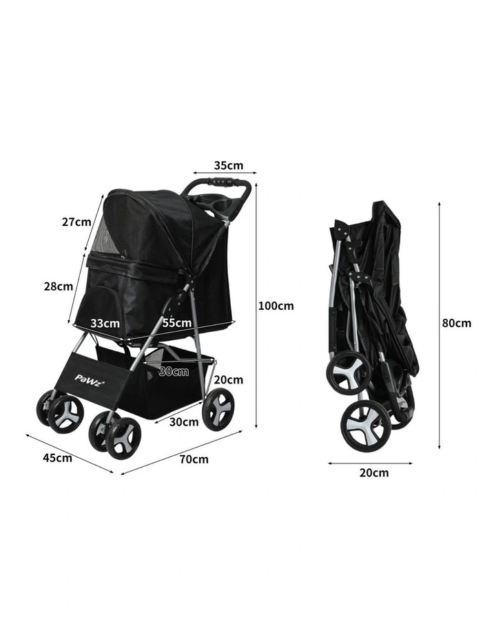 4 Wheels Pet Stroller Pram in Black image 3