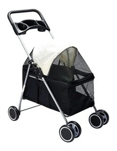 Large Pet Stroller 4 Wheels Pram in White