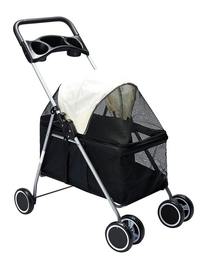 Large Pet Stroller 4 Wheels Pram in White image 1