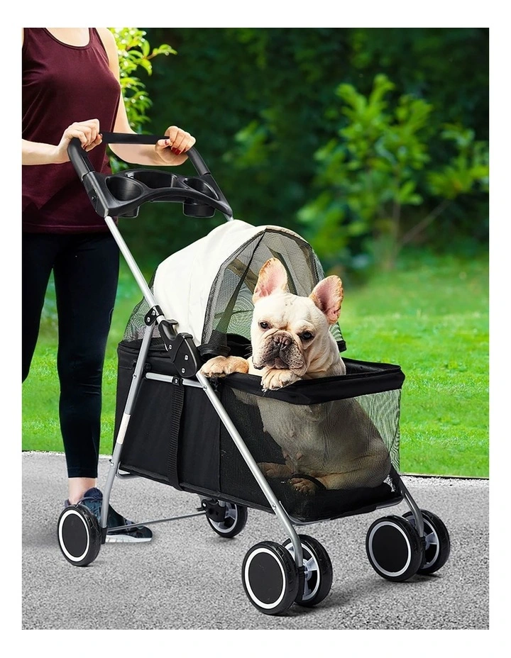 Large Pet Stroller 4 Wheels Pram in White image 2