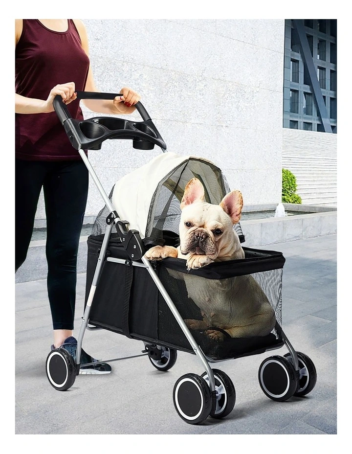 Large Pet Stroller 4 Wheels Pram in White image 7