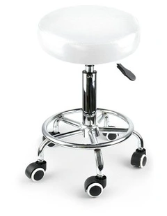 Round Swivel Salon Stool in Silver
