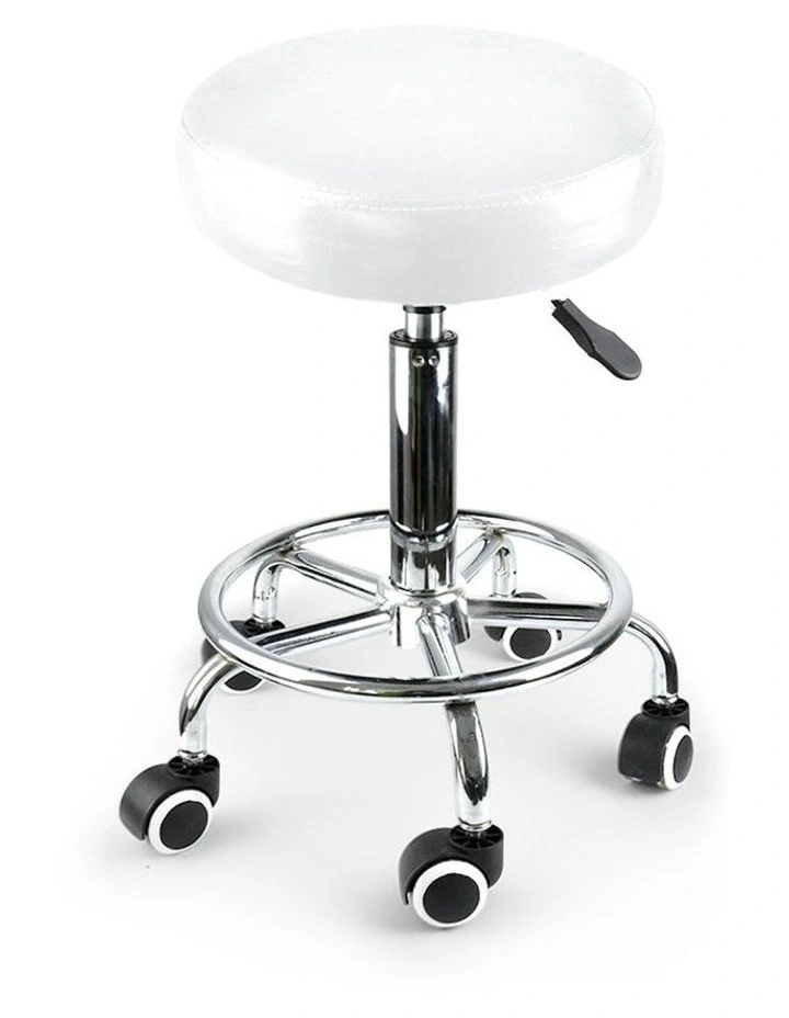Round Swivel Salon Stool in Silver image 1