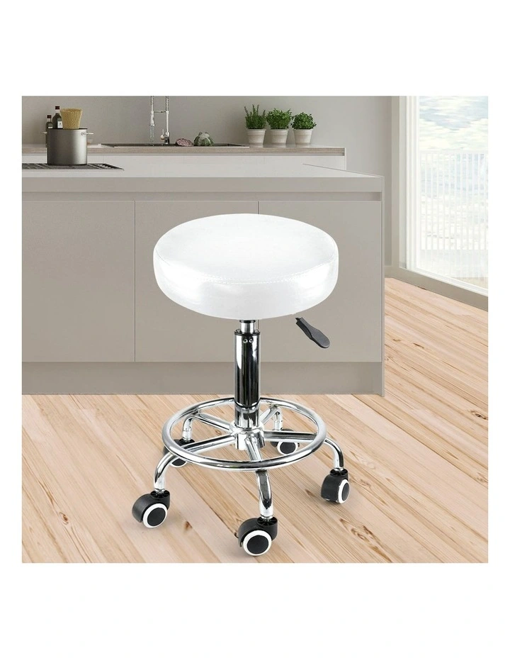 Round Swivel Salon Stool in Silver image 7