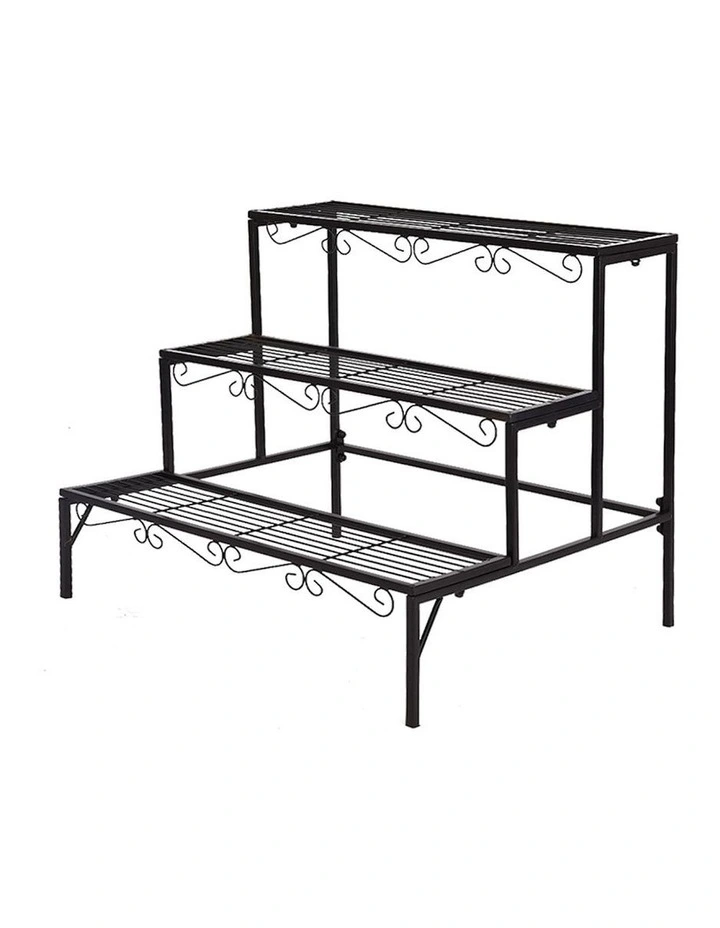 Metal 3 Tier Plant Stand in Black image 1