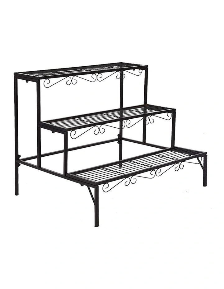 Metal 3 Tier Plant Stand in Black image 2
