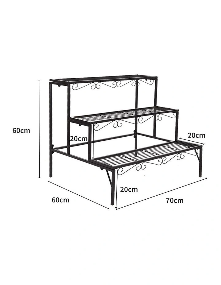 Metal 3 Tier Plant Stand in Black image 3