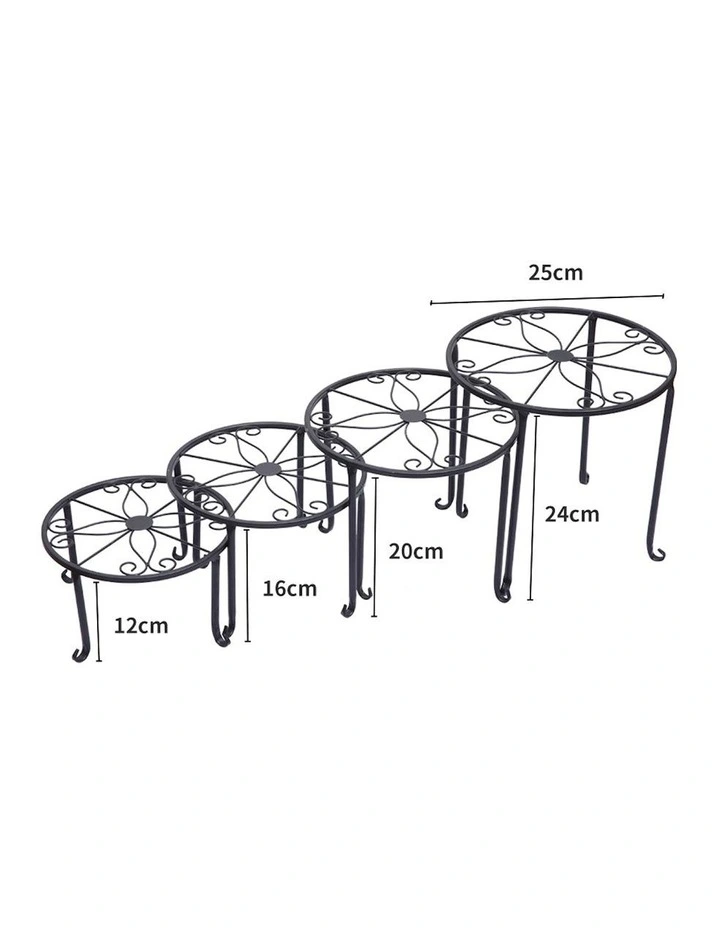Metal Plant Stand x4 in Black image 3