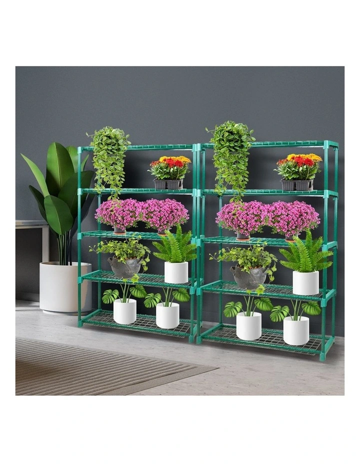 5 Tier Plant Shelving Rack x2 in Green image 7