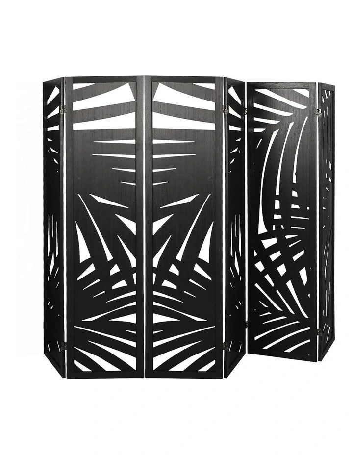 Folding Screen Partition Multi Sizes Wood in Black image 2