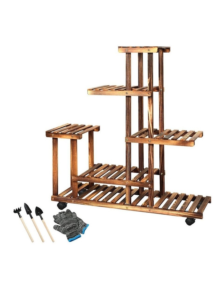 5-Tier Wooden Plant Stand in Brown
