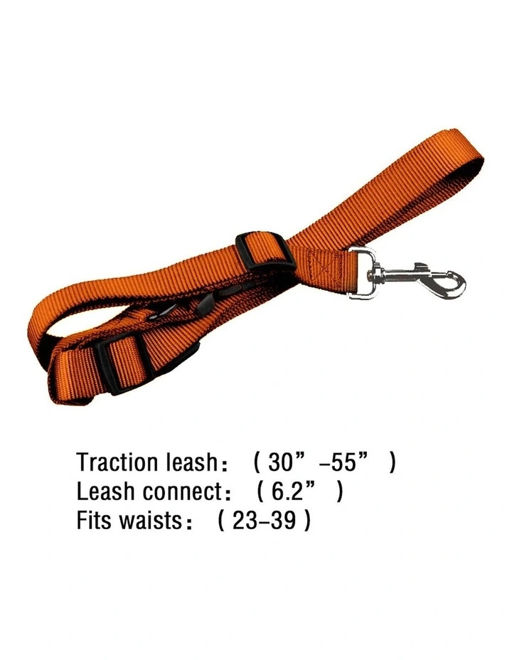 Adjustable Dog Waist Belt Leash in Orange image 3