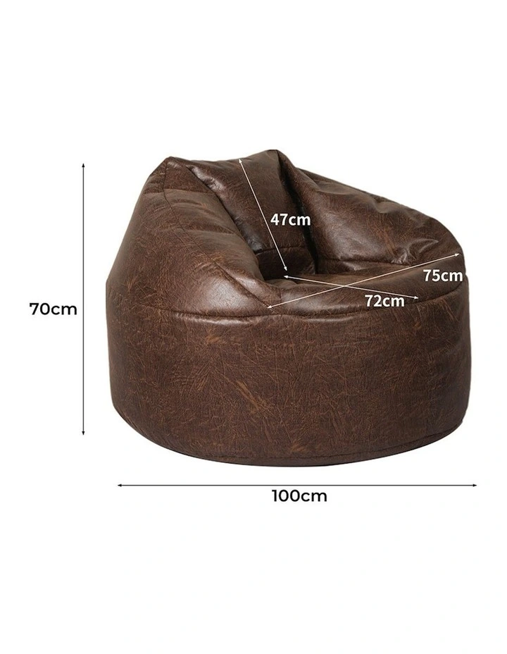 Marlow 100x100x70cm Bean Bag Chair Cover In Brown image 3