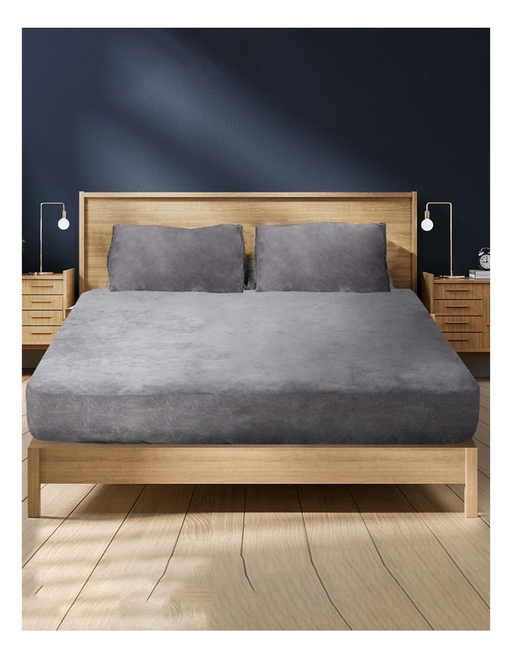 Flannel King Size With Pillowcase Winter Quilt Cover Bedding Set in Grey Silver