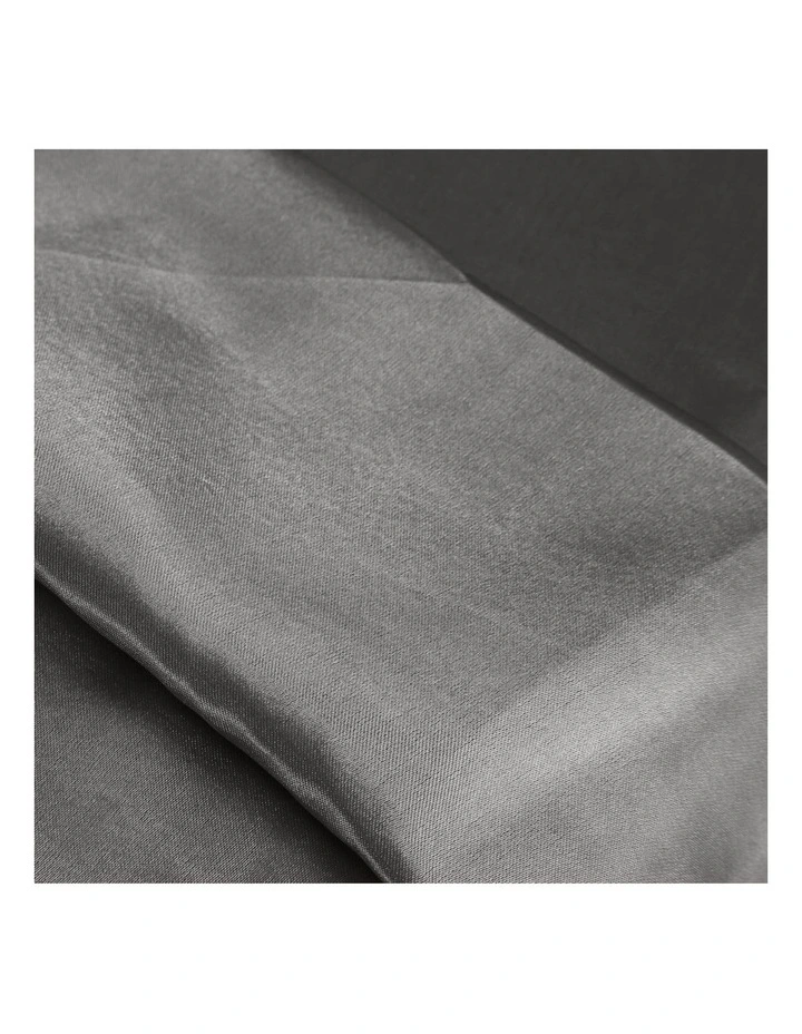 Silky Satin Fitted Flat Bed Sheet Pillowcases King in Grey image 6