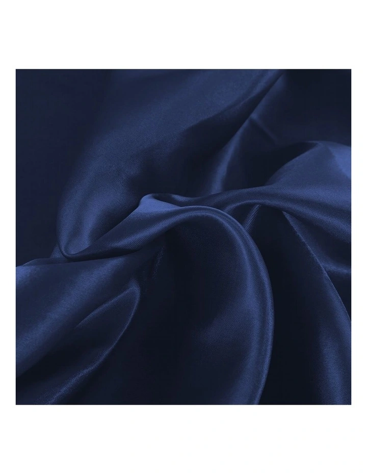 Silky Satin Fitted Flat Bed Sheet Pillowcases Single in Blue image 5