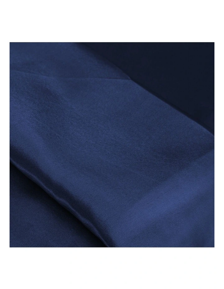 Silky Satin Fitted Flat Bed Sheet Pillowcases Single in Blue image 6