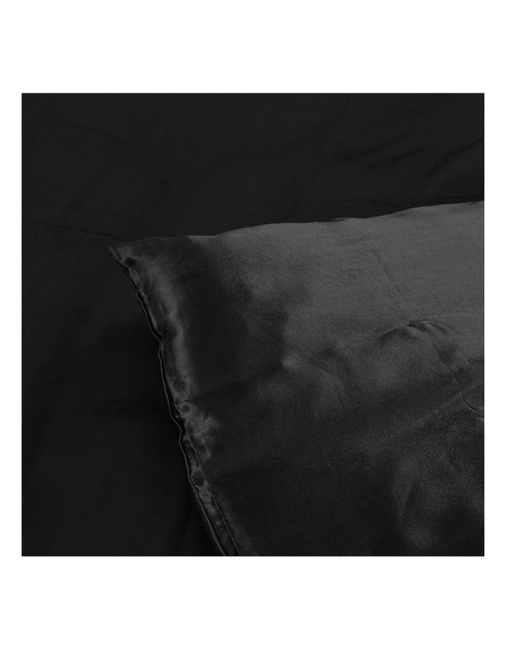 Silky Satin Bedspread Summer Pillowcases Single King Quilt Cover Set in Black image 4