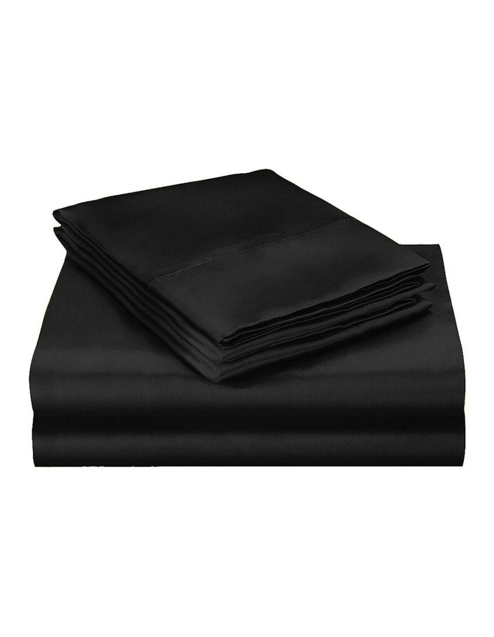 Silky Satin Bedspread Summer Pillowcases Single King Quilt Cover Set in Black image 7