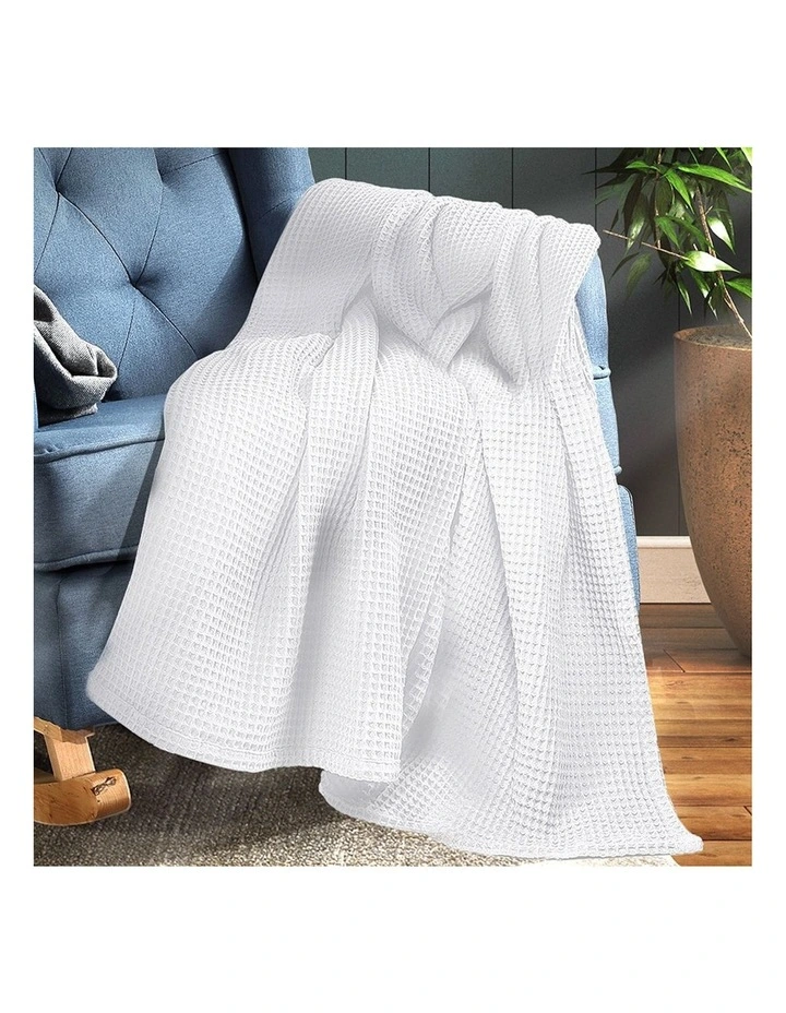 DreamZ  Cotton Throw Blanket Double in White image 7