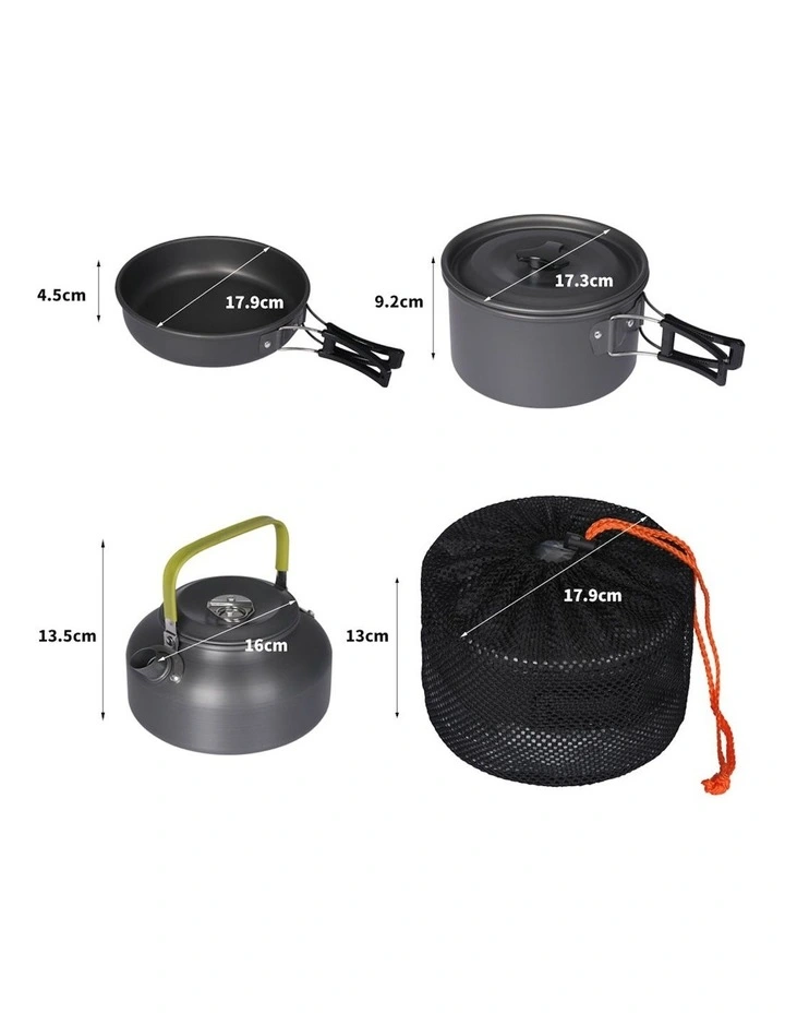 10 Pieces Camping Cookware Set in Black image 3