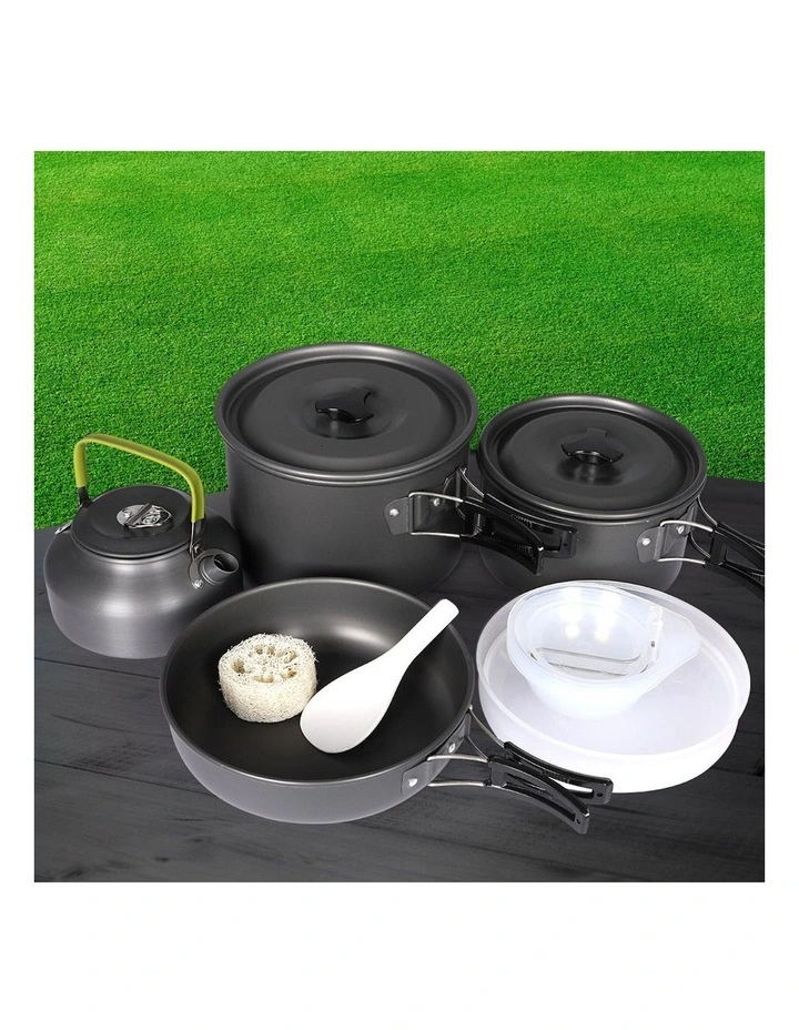 16 Pieces Camping Cookware Set in Silver/Black image 7
