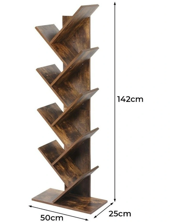 Wooden 8-Tier Tree Bookshelf in Brown image 3