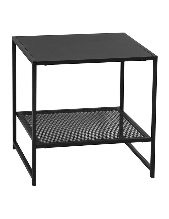 Open Design Shelf Compact 2-Tier Side Table in Black image 1