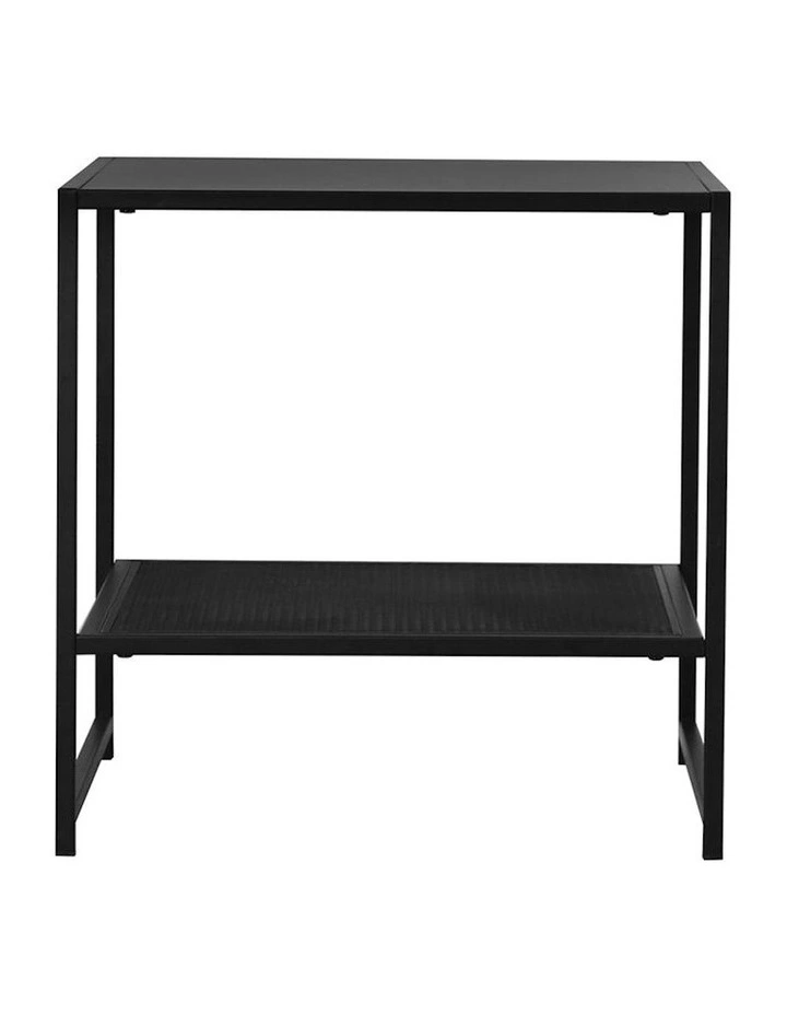 Open Design Shelf Compact 2-Tier Side Table in Black image 2