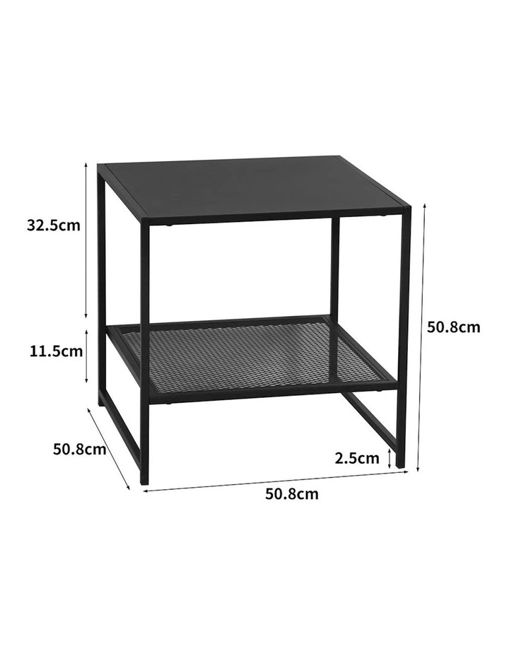 Open Design Shelf Compact 2-Tier Side Table in Black image 3