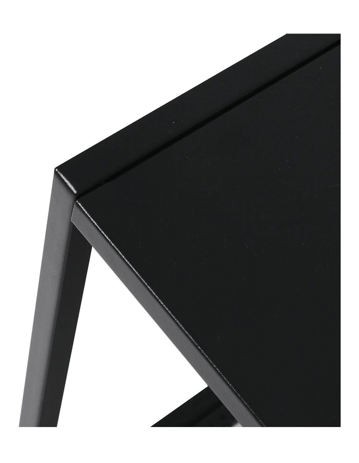 Open Design Shelf Compact 2-Tier Side Table in Black image 5