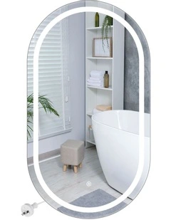 LED Bathroom Mirror Oval Anti-fog 50x90cm in Grey
