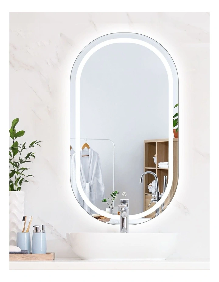 LED Bathroom Mirror Oval Anti-fog 50x90cm in Grey image 2