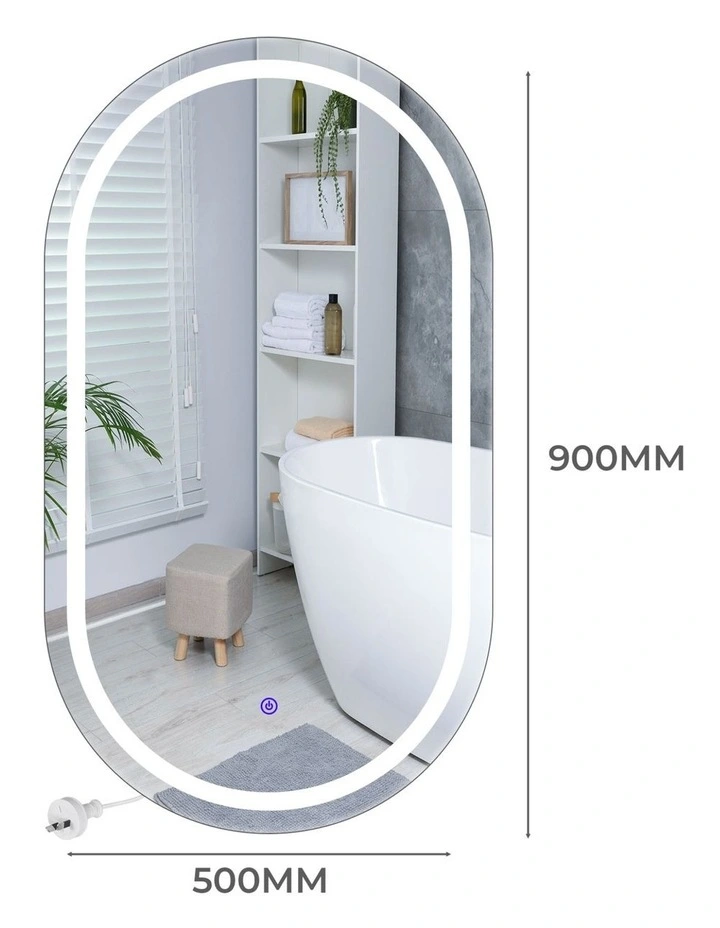 LED Bathroom Mirror Oval Anti-fog 50x90cm in Grey image 3