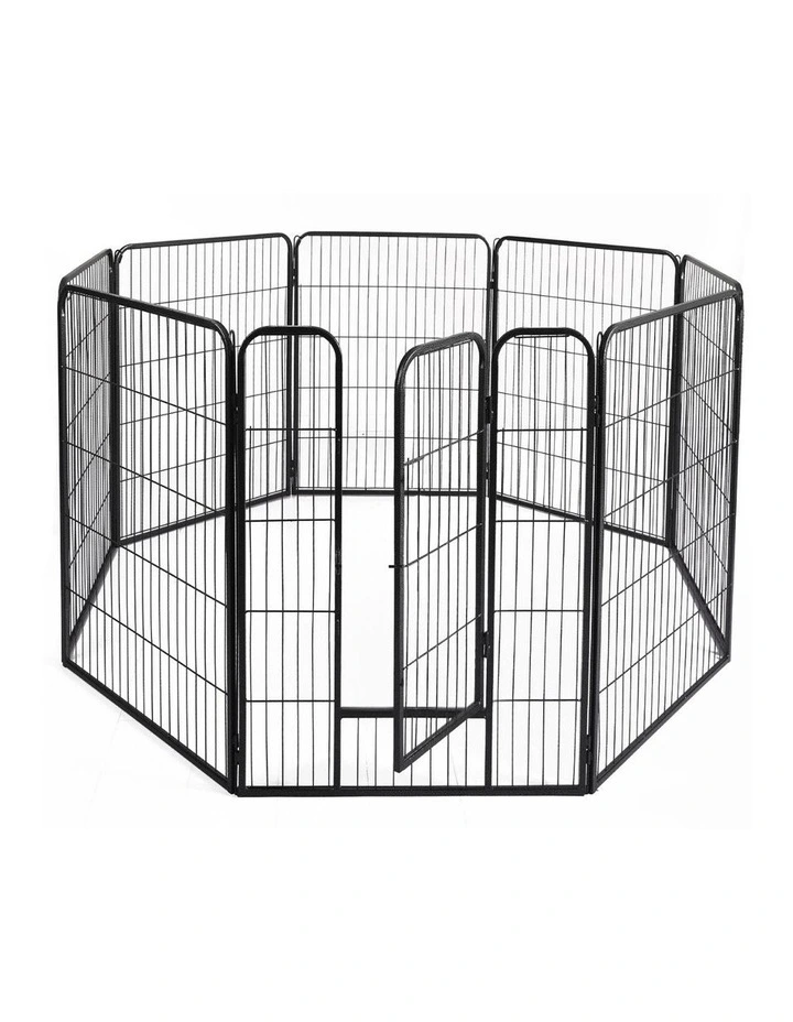 8 Panel Pet Exercise Cage in Black image 1