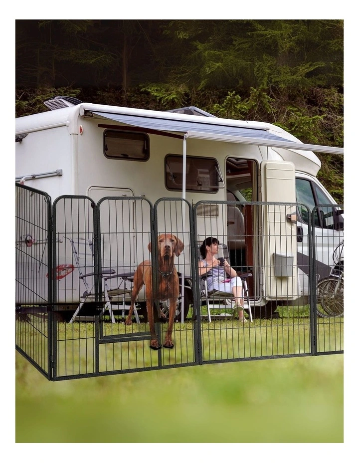 8 Panel Pet Exercise Cage in Black image 2