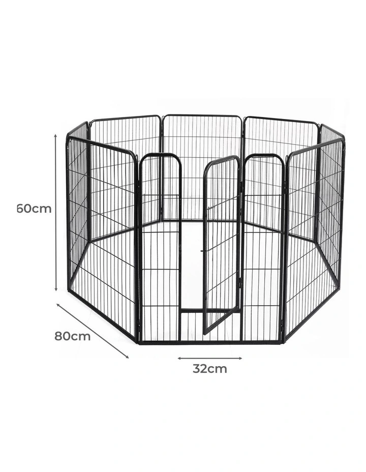 8 Panel Pet Exercise Cage in Black image 3