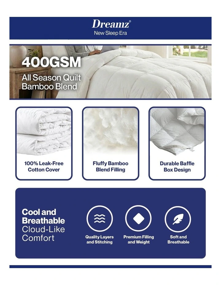 400GSM All Season Bamboo Quilt Singe Size image 4