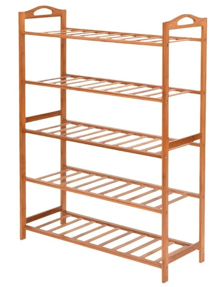 Sello Products Brown 5 Tiers Bamboo Shoe Rack Storage Organizer image 1