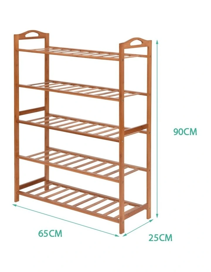 Sello Products Brown 5 Tiers Bamboo Shoe Rack Storage Organizer image 3