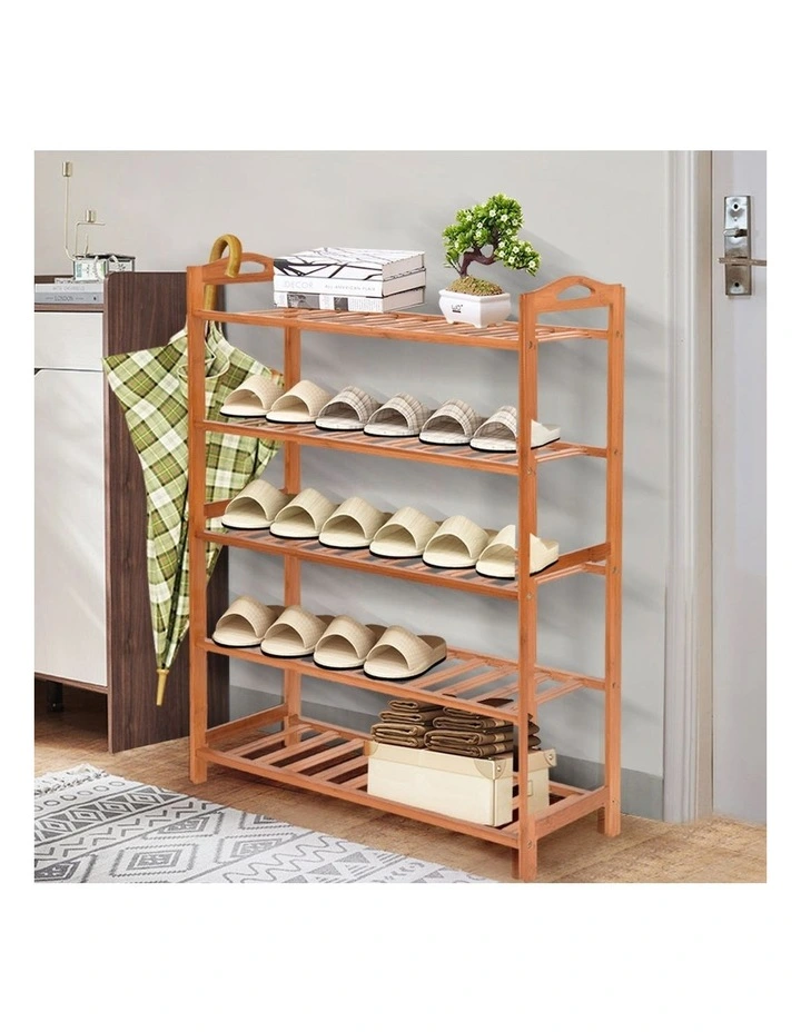Sello Products Brown 5 Tiers Bamboo Shoe Rack Storage Organizer image 7