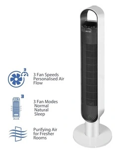 Portable Tower Fan in White